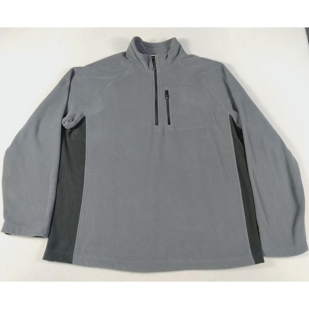 Vintage Starter Fleece Pullover Men Large Gray Black Colorblock 1/4 Zip Cozy 90s